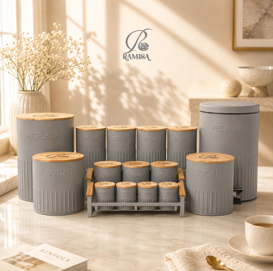 سرویس آشپزخانه ۱۷ پارچه آلما رنگ طوسی