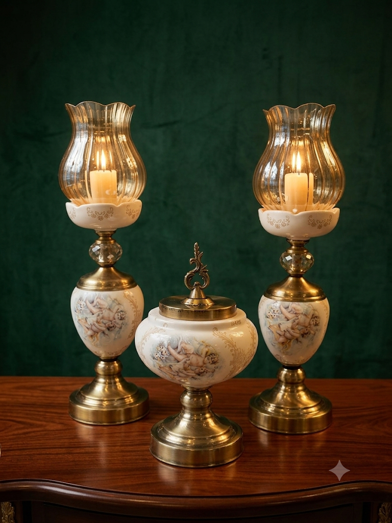ست شمعدان و شکلات خوری چینی مدل پارمیس سفید (کوچک)